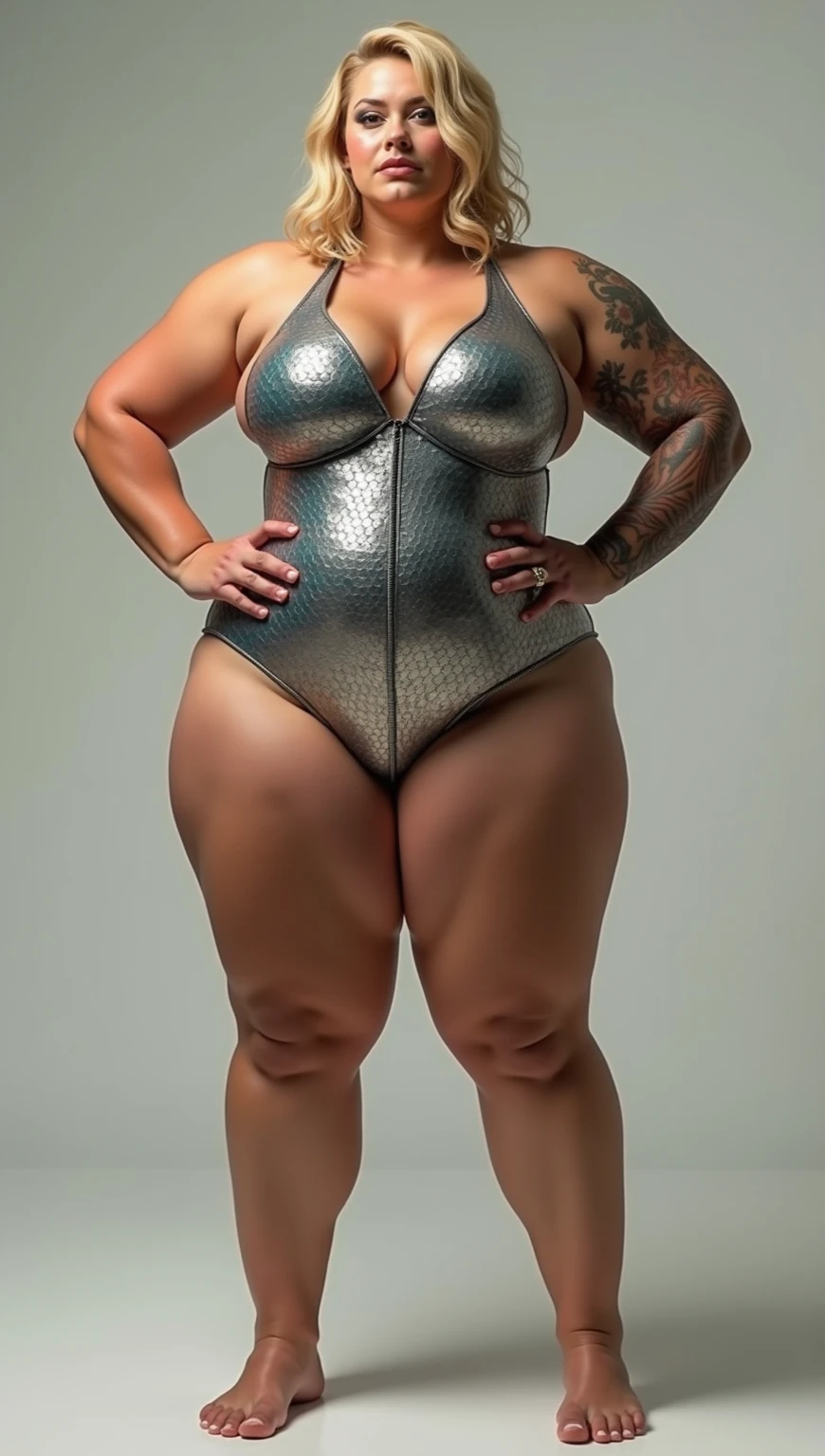 1 milf, a gorgeous, muscular, thick thighs, maturefemale, Protruding belly, wide hips, (masutepiece, High quality: 1.1), sun-kissed, Glossy skin, Soft skin, Smooth skin, very Bigger breasts, Tight suit, alarmed, Curve, coalescence, Lunette de soleil, camel fingers, thick lips, makeup, Highly detailed, kawaii, Wet and shiny, mini bikini,