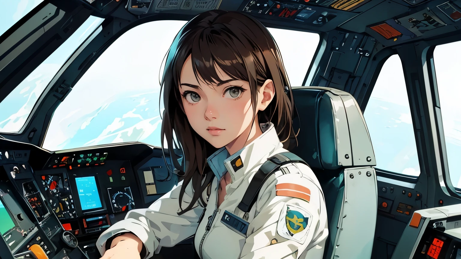 (highest_resolution, distinct_image), top quality, masterpiece, very detailed, semi-realistic, beautiful 20 year old female pilot getting into the cockpit of a fighter, flight suit, airbase, tarmac, fighter, air force, bomber, short dark-haired woman, beautiful face, beautiful eyes,