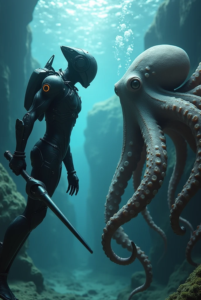 futuristic images, full-body shot, majicMIX horror models ,Celta Punk AI,Biopunk 2 , Mixed Race Woman and Shark. ((Solitary)) He wore silver armor and a patterned helmet...... , 骑着一只巨型octopus , 你可以看到他的腿被绑在一只octopus上的马镫上.... , octopus se encuentra en toda su altura sobre el fondo del mar. , octopus'Visible.... , headlight . ((masterpiece)), ((better one quality)), muy detailed,, V0id (masterpiece: 1.3), (better one_quality: 1.3), (Extremists_detailed: 1.3), 8K, extremely_certainly, realism, (Extremistsrrealism者a: 1.3), Coloring, beautiful, Photorealism者c, realism者,HD,