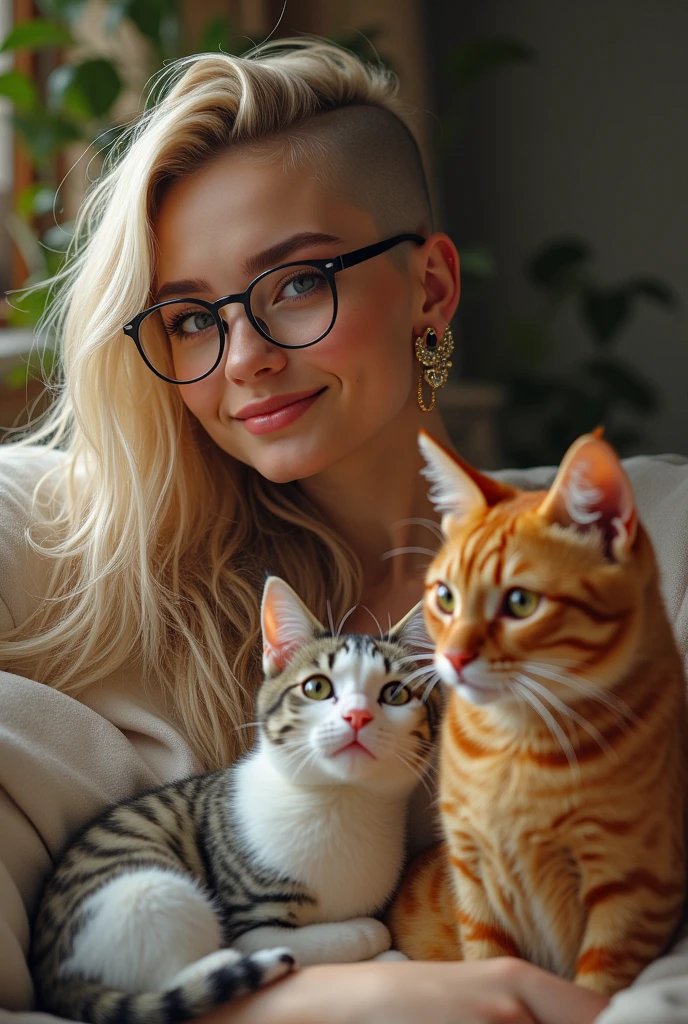 White-haired, white-silk, two-dimensional young girl, cat lady