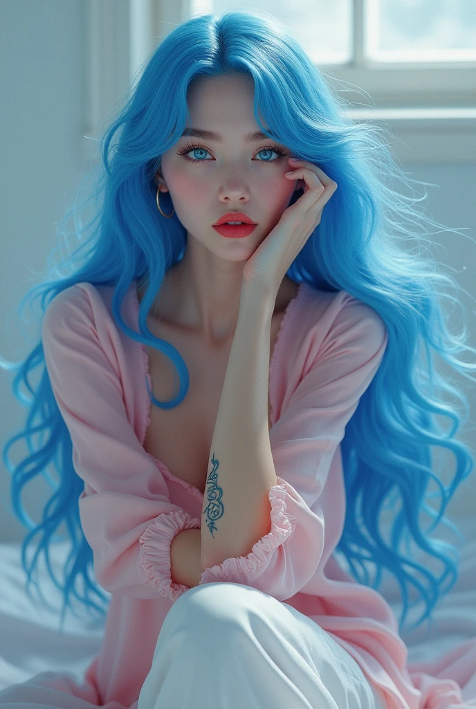 <lora:Maybe Baby v1.2:0.7>, (masterpiece, top quality, best quality, official art, beautiful and aesthetic:1.2), (1girl), blue hairs, extreme detailed,(fractal art:1.3),colorful,highest detailed