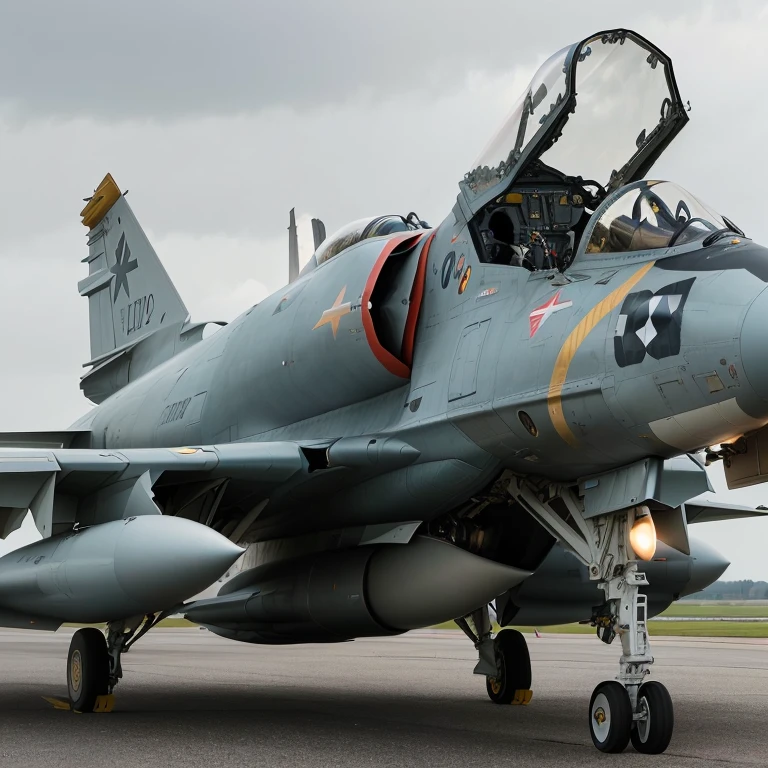 there is a fighter jet sitting on the runway with its door open, f/3.2, f / 2. 2, in the cockpit of a fighter jet, left profile, viewed in profile from far away, f/5.6, looking from side!, f / 2. 8, f/2.8, f / 2. 5