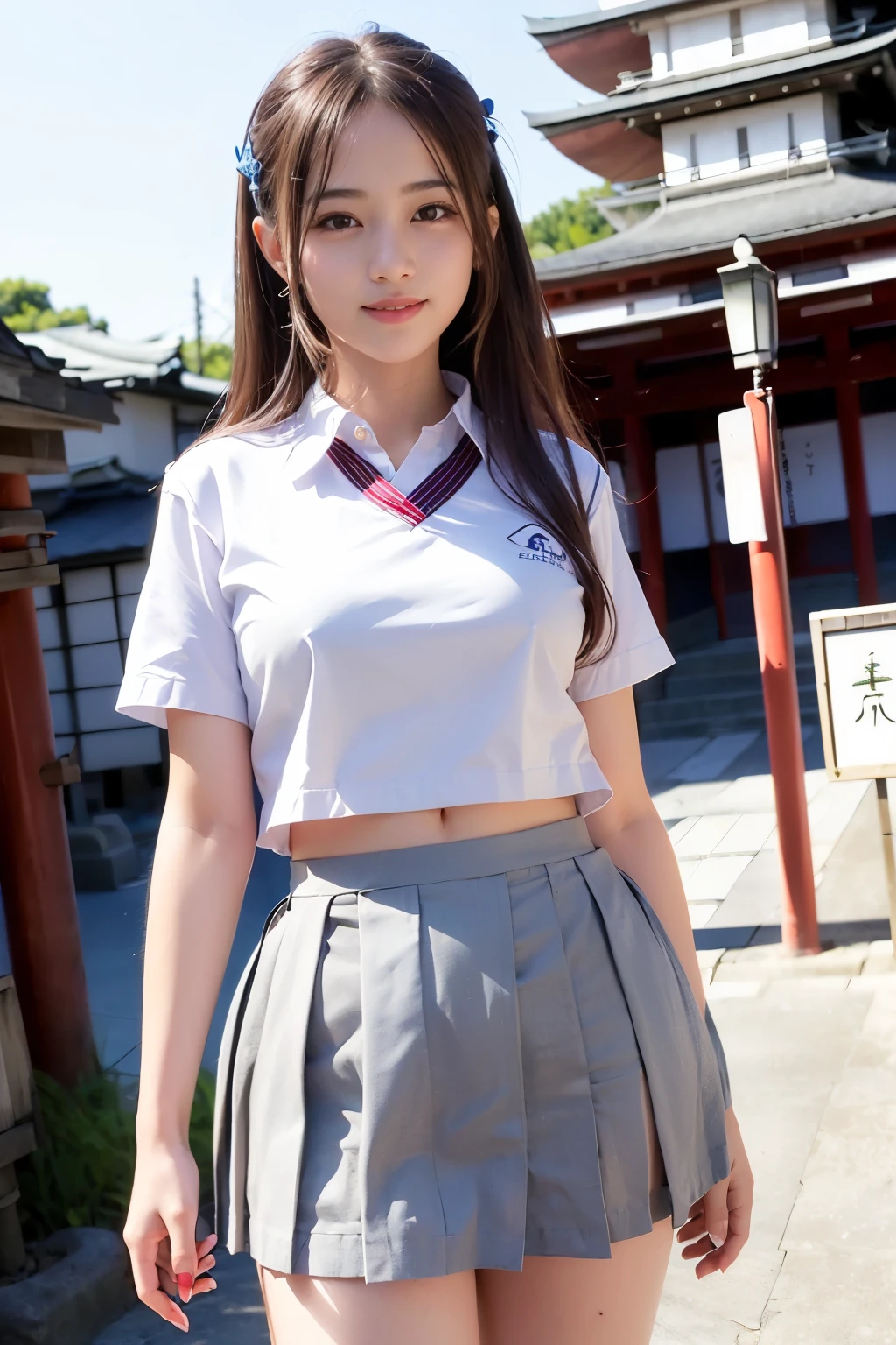 Pure Japanese dance  girl,  attractive, wearing dance uniform, sweet smile, summer sunlight, 