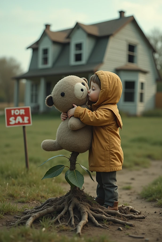 there is a young child holding a large teddy bear in a field, fuzzy polaroid photograph, taken on a 1970s polaroid camera, holding a teddy bear, found polaroid photo, childhood friend, childhood, spooky photo, with a kid, taken on 1970s kodak camera, childhood memory, taken on a 1960s kodak camera