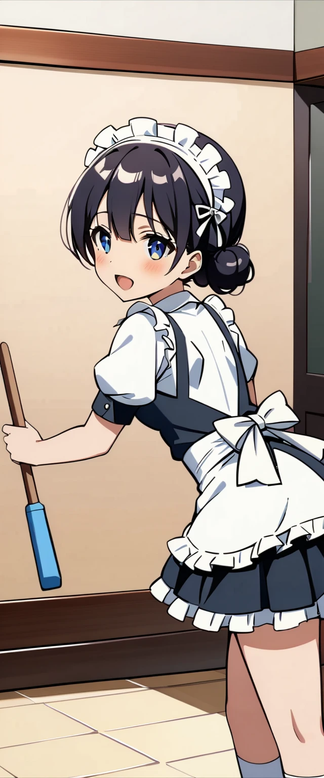 nagatoro : A cute girl dressed as a sexy maid,  cleaning the house 