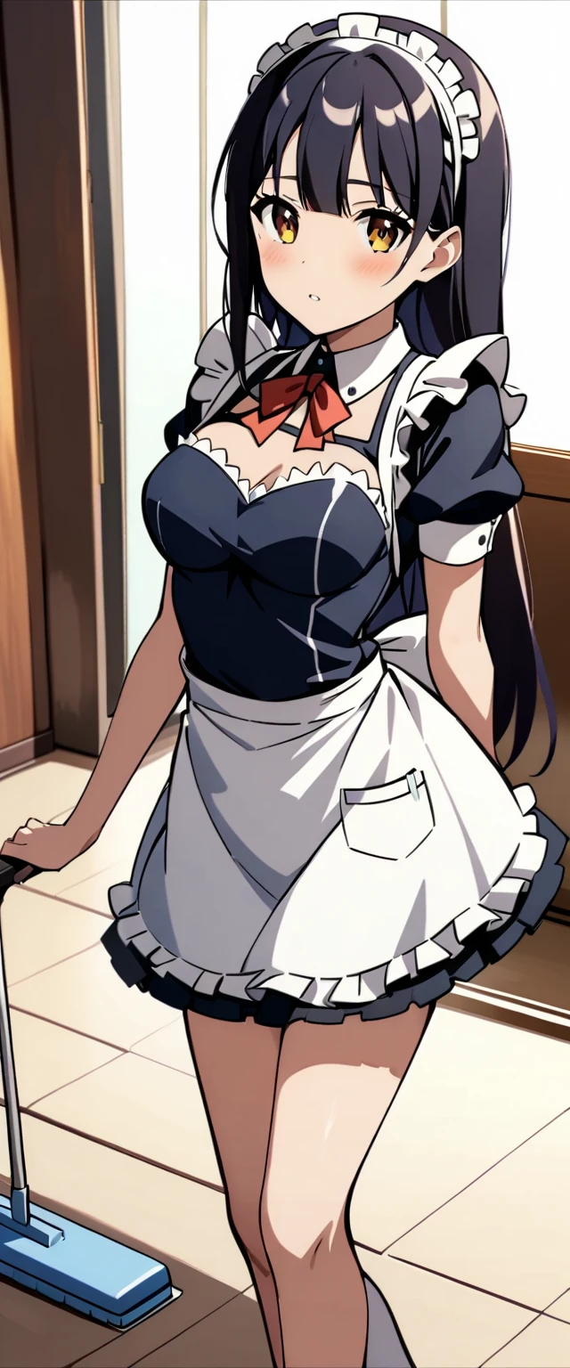 nagatoro : A cute girl dressed as a sexy maid,  cleaning the house 