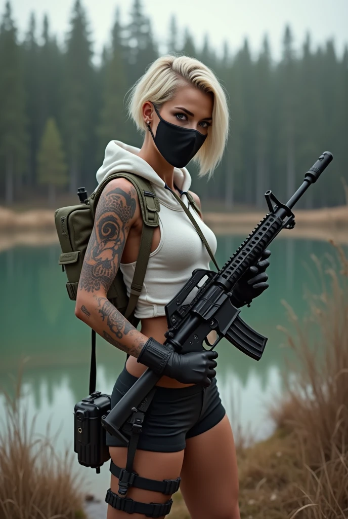 (8k, RAW photo, best quality, masterpiece:1.2), (realistic, photo-realistic:1.37), best quality, ultra high res sunset, back lights, light leaks,
1girl, (holding weapons, aiming at viewer, assault rifles:1.2), carbine, open fire, firing, perfect russian woman body, platinum blonde hair, long hair, (((nude))), (((black sunglasses))), (((tactical helmet))) (beautiful detailed eyes),(beautiful detailed face:1.2) outdoors, street, cityscape
<lora:hKHK416Lora_v20:0.6>