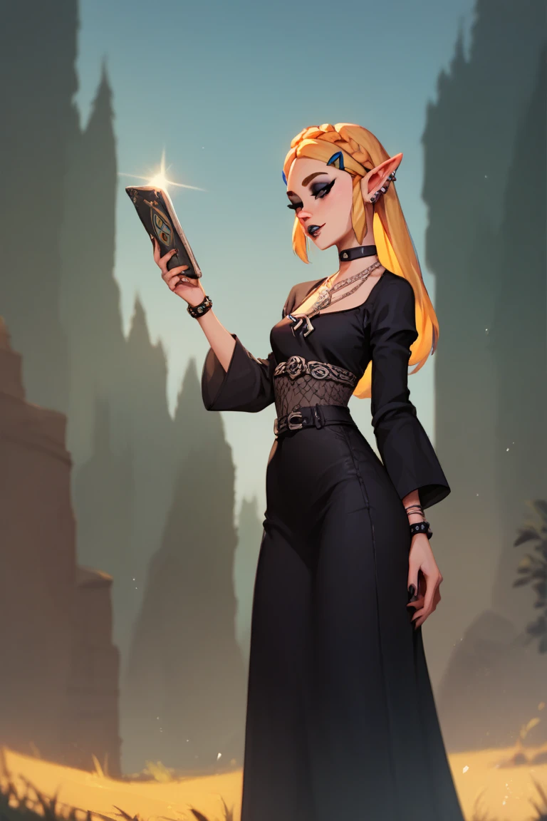 zelda goth and punky, blonde, long dress