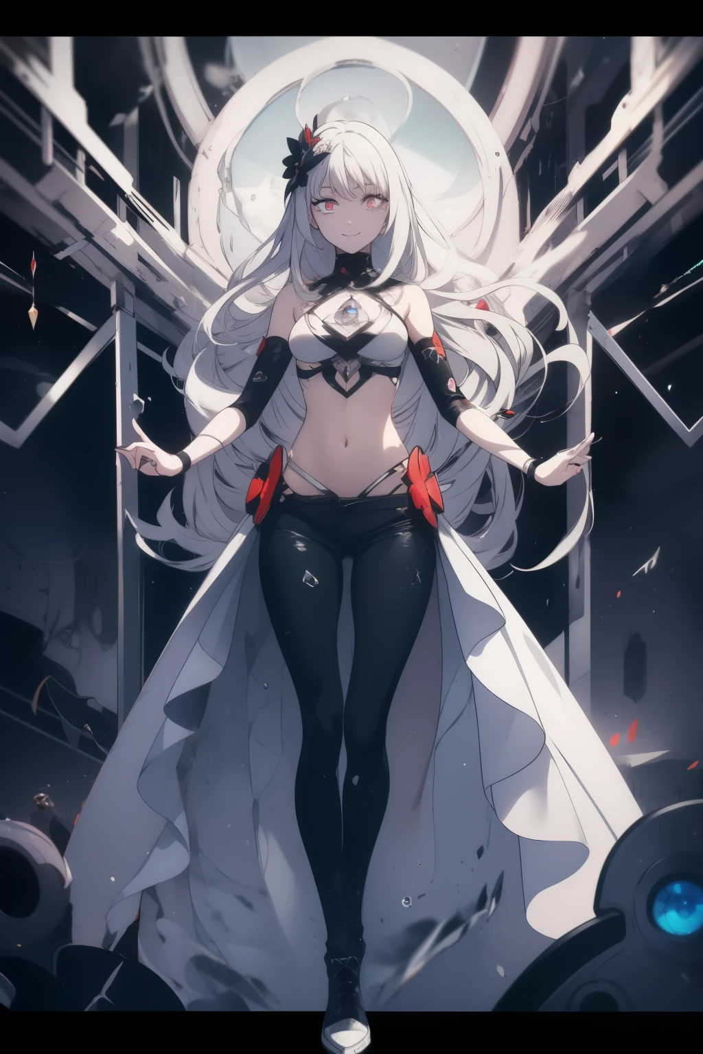 light skin color, white hair color long hair, Bigchest, 1:70,Full body photo,Slim body,don't have clothes,Less sexy clothes,the shy,Black wings, Demon Goddess, Devil horns on head, Red-eyed, a sexy pose, , demon mark,hyper HD.Combat posture