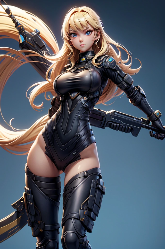 A fantz monster design, Cute police robot [style-rustmagic]，Policewoman robot ，Half-human, tmasterpiece，（tmasterpiece，top-quality，best qualityer），cabellos largos dorados，bobo head, side parted hair，（Police 1.6），wear police cap，Police badge，cycle，（Riding on a motorcycle），grinning smile，collars，Laser cloth，Sexy bikini，，glitter drawing，Correct anatomy，Detailed face, Detailed eyes，Chest exposed，Background with：Cidade futuristica，exteriors，fluorescent light，sense of science and technology，revealing breasts，Exposing thighs，Expose the genitals，Long hair and long meat，Sensual and sensual，