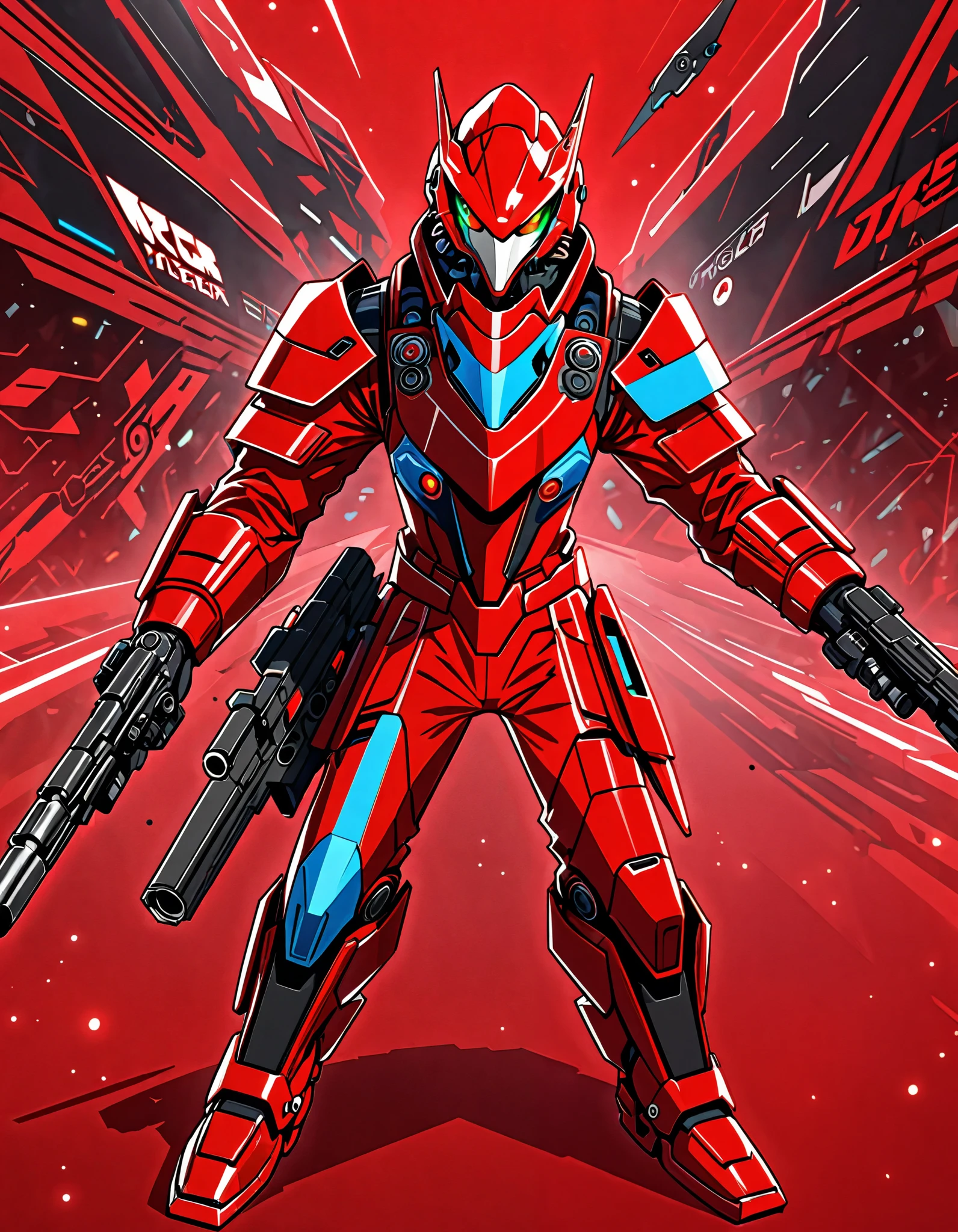 arafed image of a man in a red outfit holding a gun, jett from valorant, inspired by Ryūsei Kishida, FALCO LOMBARDI from StarFox, crow in cyber armour, red uniform, akira art style, crimson attire, badass anime 8 k, Red bird, red armor, crimson themed, omen from valorant, (pistol, dl44blstr)