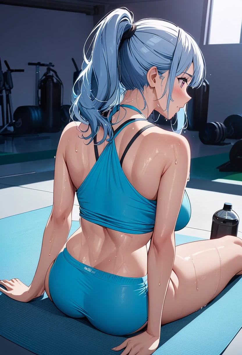 Girl with short green hair, The chest is medium, Green Eyes, 、(tits),Full body photo from head to toe,、cloth、(Clear Face)(Best Quality, High resolution, Super detailed),, (Vivid and colorful, The chest is clearly in focus),(Soft Breasts:1.2、,、、Exposed chest,Full body photo from head to toe、、Lift the chest,、A viscous, cloudy liquid is on my body,M-shaped legs,yoga、stretch、Relax Mode、Training wear、Spread your legs and stretch your legs、New Gymnastics、Softness、Fascinating choreography