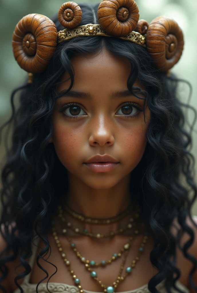 A small petite African American big eyed child like female elf