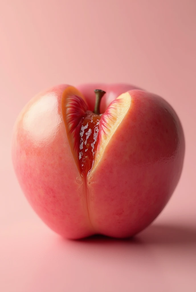 peach looks like vagina, purple background