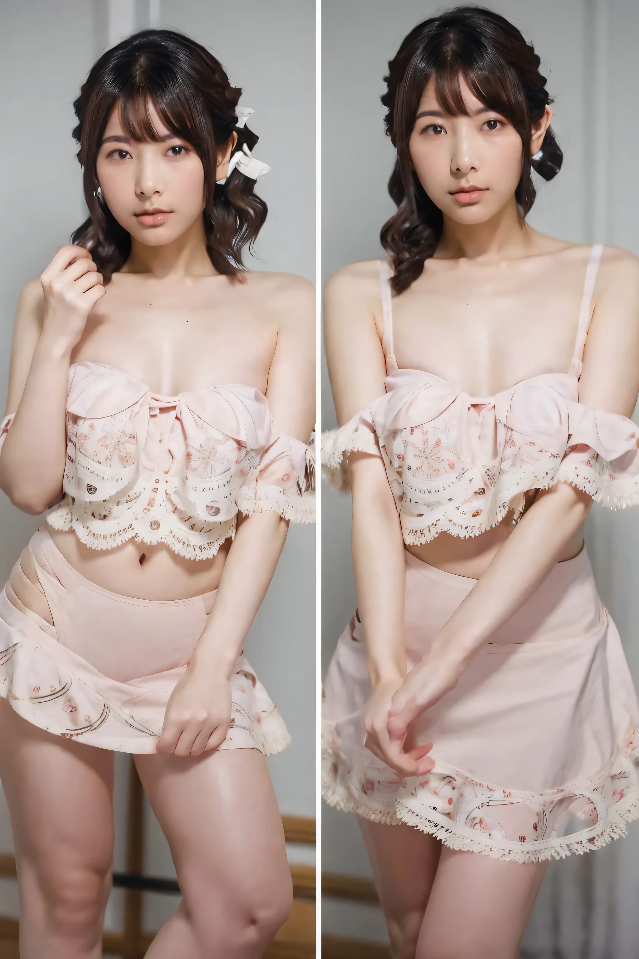 extremely highly detailed、masterpiece、Top Quality、超High Resolution A、8K high-definition、Photogenic clarity、A detailed eye、gradation、perfect anatomy body proportions ,hard disk、 (english) (english) (english) ,nikon z9 80mm lens , masutepiece、Model Standing、Light pink panties made of lace material、off shoulder、The dress is made of pastel colour lace material(((Show me all the panties)))、(((The skirt is definitely worn)))、(((Lift skirt hem)))、panties focus、Natural light that is too bright、sunshine、Detail lace panty pattern、Ordinary panties、(((While standing, Lift the skirt and show the panties to the camera)))、(((Beautiful alignment)))、(((Lift your skirt big and big,、Show your panties to the camera)))、Ultra Slim Body, The body shape of a slender model、Beautiful posture, ((Inside the library)),