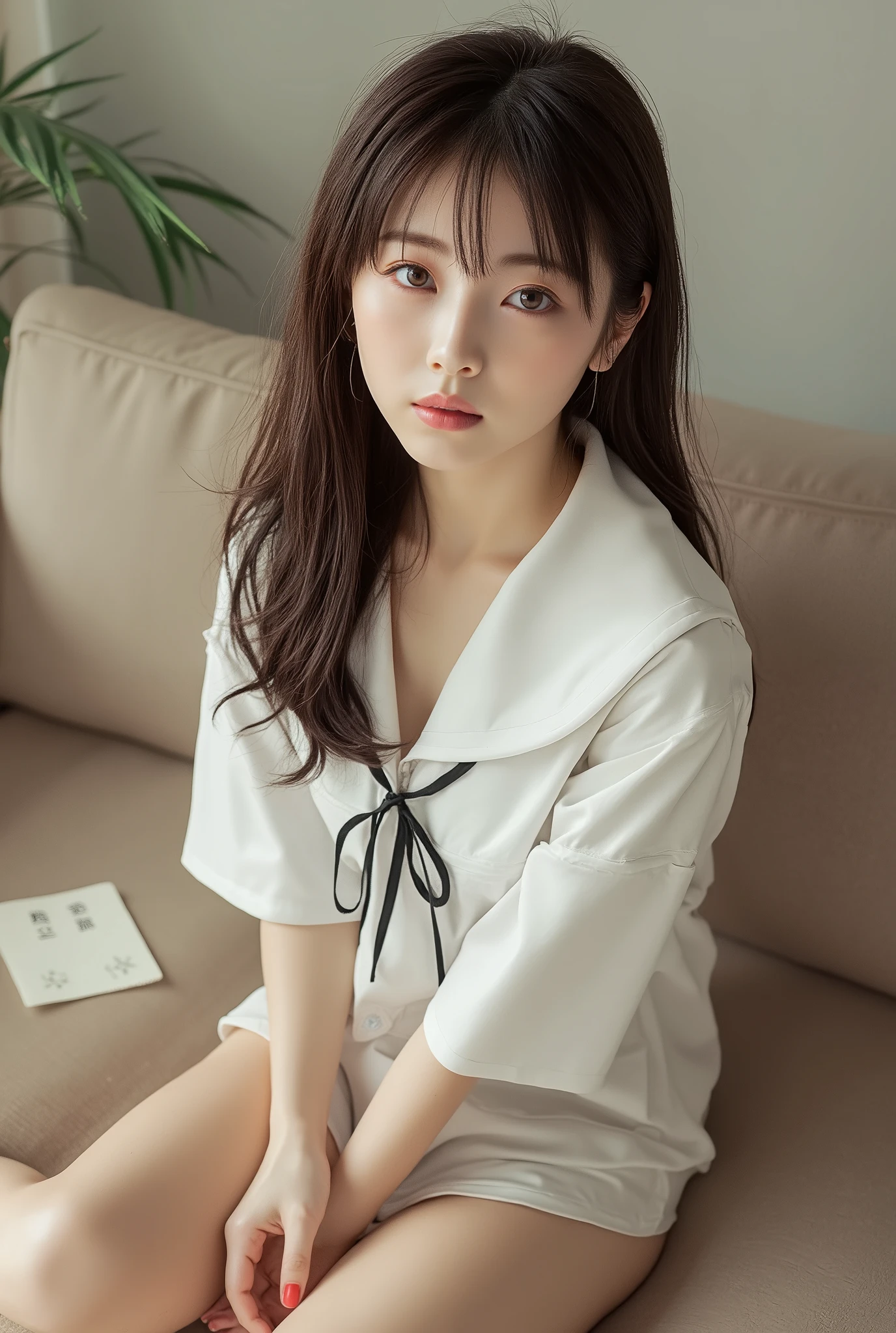 ULZZANG-6500-v1.1, (RAW PHOTO:1.2), (photot-REALISTIC，:1.4), beautiful detailed girls, highly detailed eyes and faces, Beautiful Detailed Eyes, s ridiculous, unbelievably ridiculous, Huge File Size, Super Detailed, Highres, very detail, sthe highest qualit, Master peace、, Kemomimi, ((Japanes girl' high school uniform)), An illustration, very detail, UHQ, unification, 8k壁紙, Splendid, Fine details, Master peace、, sthe highest qualit, very detailなUHQユニフォーム8k壁紙, Light on the face、Movie lighting、の女の子、((witheout panties))、((dynamic posing)))、(camel toes)、(Half)、(pantyhose、、、、)、(Sitting on legs bending the knees))、short haired、ple short hair、long neck、Put your ears out、bangs、bigger eyes、Lashes、a Pretty、Very cute