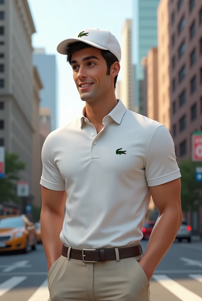 ((Handsome 35 year old caucasian male with desireable features standing in Hollywood Hills park at sunset with the HOLLYWOOD sign behind him and over his shoulder)), BREAK, (medium length light brown hair, clean shaven face, no facial hair, intriguing green eyes), BREAK, light blue shirt, BREAK, white jeans, athletic physique, colorful outdoor golden hour lighting highlights his excellent features
