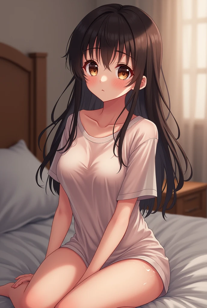 chica anime sentadas en la cama