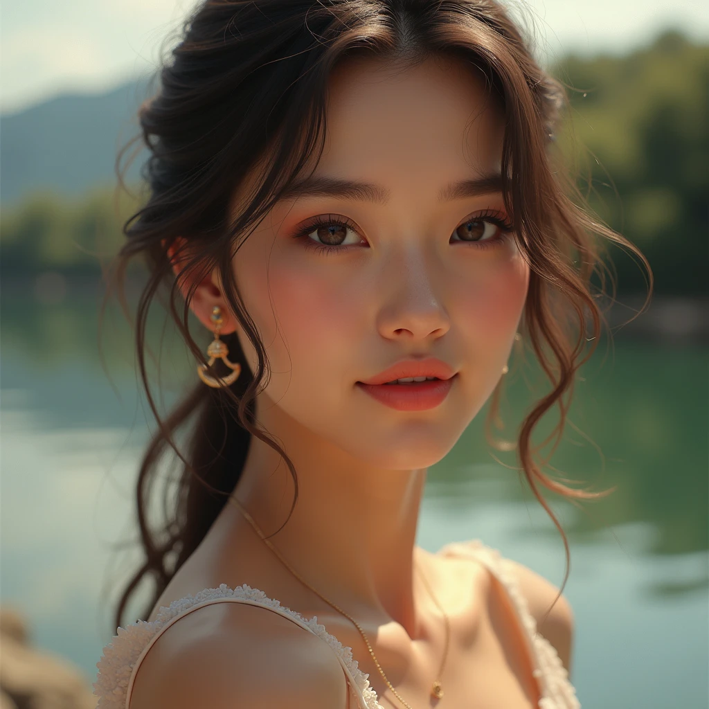 girlcuchoamiface, The woman's beauty can be enhanced by the reflection of the lotus flowers in the water. The vibrant colors of the lotus flowers can also add to the beauty of the scene, creating a harmonious blend of colors, RAW photo,(high detailed skin:1.2), 8k uhd, dslr, soft lighting, high quality, film grain, photorealistic, 1girl, Stunningly Beautiful Girl, Haute_Couture, designer dress, wearing Haute_Couture, posing for a picture, fashion show, Long shaped face, angry, crazy, dark red eyes, Sandy Blonde side-swept hair, short hair, long ringlets, catwalk \(walkway\), , colorful, vivid colors, masterpiece, best quality, absurdres, highest quality, amazing details, 8k, aesthetic <lora:girl_SDLife_Chiasedamme_v3.0:0.68> <lora:add_detail:0.3> <lora:more_details:0.3>