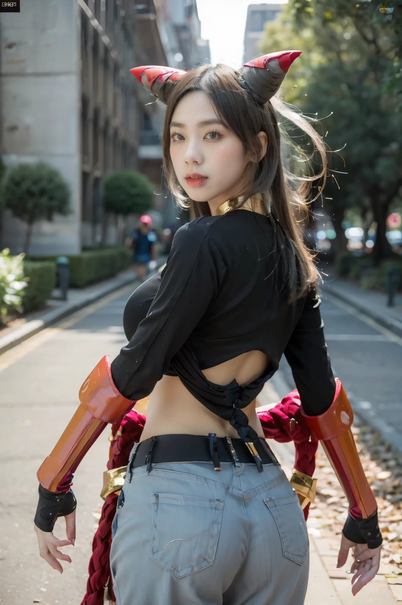 ((Unreal Engine 5)), 3DCG Rendering, looking on camera, sexy posing walking down on street, beautiful face, kpop makeup, CGmix, (photorealism:1.2), (perfect fingers), ultrarealistic uhd face, (huge fake :1.4), (gigantic breasts:1.1), (muscle abs), (big butt), (wide hips), (thick thighs), slim waist, hourglass figure, half body, ((glowing skin)), ((shiny skin)), Realistic body, ((she is sexy body)), ((clean skin)), photorealistic, bokeh, motion blur, masterpiece, highres, 1080P, super detail, textured skin.