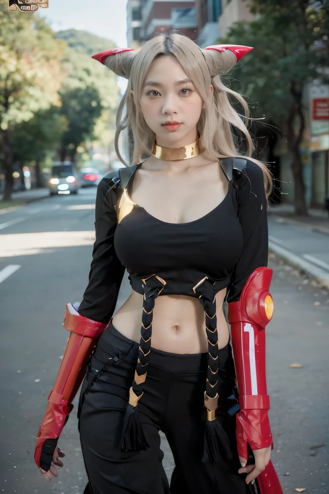 ((Unreal Engine 5)), 3DCG Rendering, looking on camera, sexy posing walking down on street, beautiful face, kpop makeup, CGmix, (photorealism:1.2), (perfect fingers), ultrarealistic uhd face, (huge fake :1.4), (gigantic breasts:1.1), (muscle abs), (big butt), (wide hips), (thick thighs), slim waist, hourglass figure, half body, ((glowing skin)), ((shiny skin)), Realistic body, ((she is sexy body)), ((clean skin)), photorealistic, bokeh, motion blur, masterpiece, highres, 1080P, super detail, textured skin.