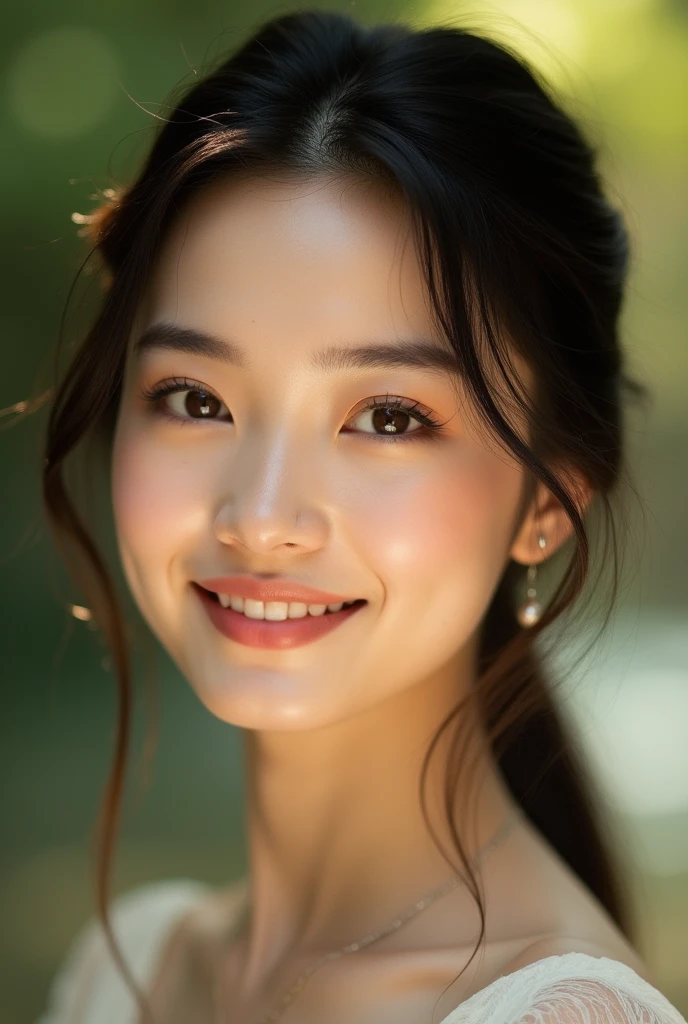 (masterpiece,best quality,photo-realistic:1.2),highres, (high detailed face), (high detailed skin), (Japanese ***** adult woman's head in a pot, cute face, neck:1.5), (face in front, looking at viewer:1.3), shooting with 35mm lens, ((smile)), (fine-textured skin:1.5), dark hair, outdoor, garden, daytime, sunny, cinematic lighting, soft lighting, 