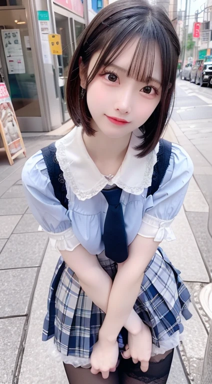 (High school girl sitting on a seat in a Japanese train:1.2、sit in a train seat、Face to face)、((school uniform、White blouse、(Navy blue checkered pleated skirt:1.2)、Navy blue socks、loafers、Detailed white panties、(Over the knee socks:1.4、Absolute area:1.4))、(Sports Bags、The straps of the bag pass between the chest、Paisura:1.5)、(Realistic、Like a photograph、Live Action、8k, Realistic, RAW Photos, Best image quality: 1.4), Single-lens reflex camera、RAW Photos, Highest quality, Realistic, Highly detailed CG Unity 8k wallpaper, Written boundary depth, Cinematic Light, Lens flare, Ray Tracing, Realistic background、((ultra high density skin))、  girl after school,Cute Japanese Girl、(whole body:1.5)、Very detailedな顔，avert your eyes:1.1、(short hair:1.2、Short hair fluttering in the wind:1.4)、I like that style、stylish、Very detailed、Pay attention to the details、Perfect outfit、(Sunburned skin)、View from above、Accurate hands、Accurate legs、Detailed hands and fingers、Anatomically correct body、Thin legs、Thin thighs、Small breasts、Very detailedな顔