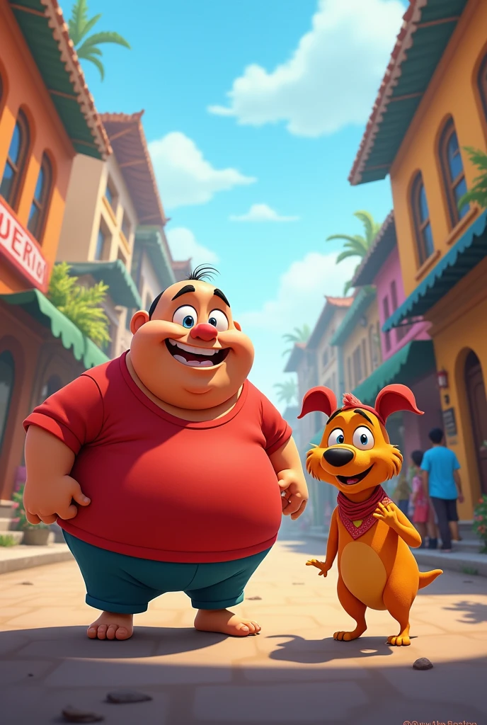 A 3d animated movie short,
Pandu, now extremely muscular with a prominent six-pack, is depicted celebrating his transformation. He is shown excitedly planning a party, with a thoughtful expression as he imagines the celebration. The scene transitions to the party, where Pandu is hosting a lively event with all his animal friends in attendance. The party setting is decorated with colorful banners, balloons, and a festive atmosphere. Pandu’s friends, including various animals, are shown enjoying themselves with food, drinks, and music. The mood is joyful and celebratory, highlighting Pandu’s achievement and the fun he’s sharing with his friends.
