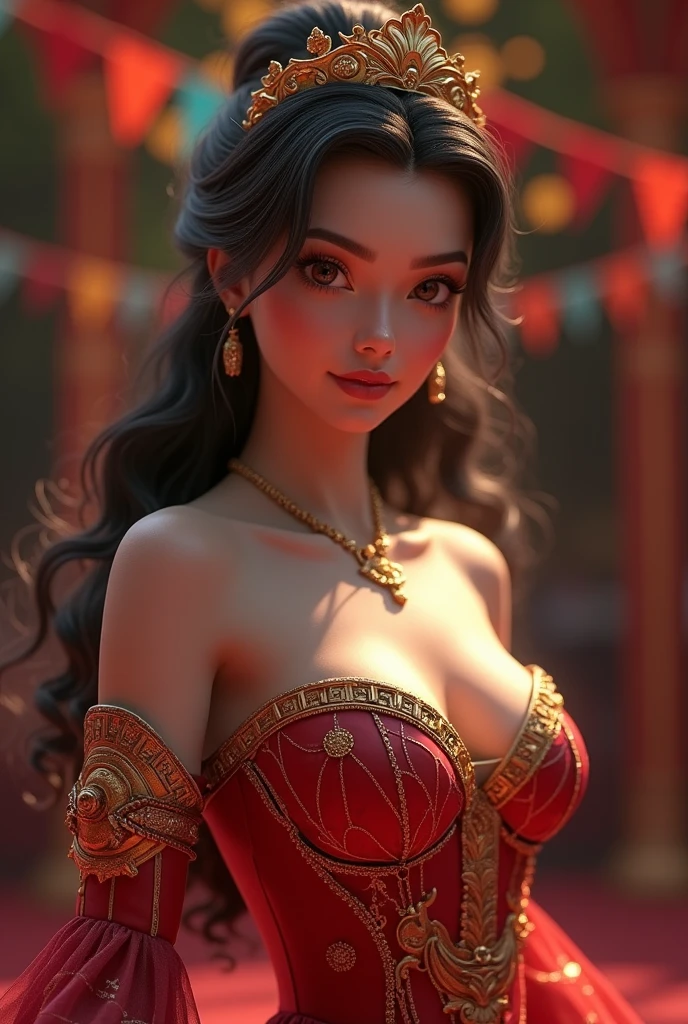 Fortune teller woman wearing red dress with big breasts and big tits, Head over to cgstation, High-quality detailed art in 8K resolution, 4K Fantastic Detail, WLOP Method, deviantart artstation cgscosiety, Fantasy art style, Beautiful portrait, Ertugram, Ertugram ; Unreal Engine 3D,