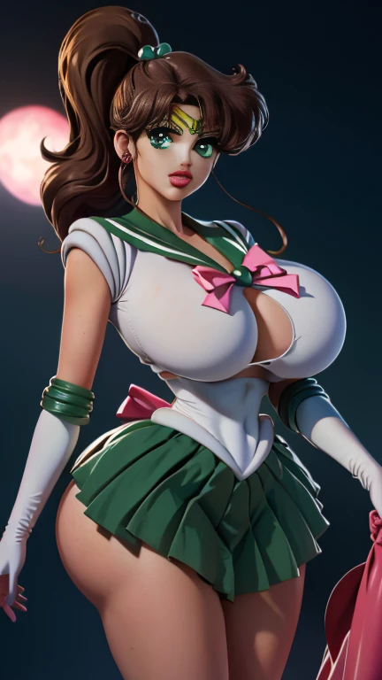 (   best quality), (   best quality)  sailor Jupiter, beautiful body, Big Breasts, Tall,  flying in a red convertible 