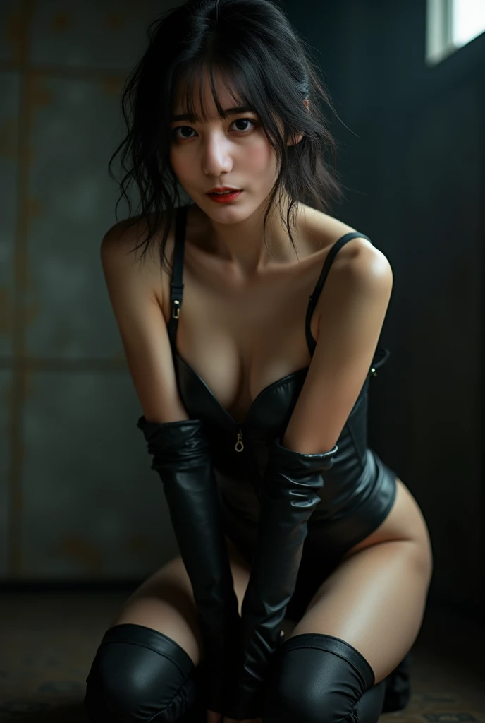 Sexy black long-haired female warrior,miltary,Armed personnel,Wearing a naked,full bodyesbian,Pose from head to toe,Big breasts and big buttocks,Big breasts and fat buttocks,Very exposed,Leak points,Tattered costumes,Lewdness,Firearms weapons,Shooting,survive,with rifle, infantry girls, alluring tipha lockhart portrait,swim wears+tattered military gear, military girl,Bandage wrapping