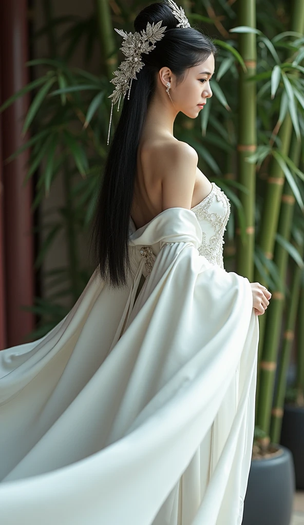 BAINV,,, 1girl, ((full body)), ((from below)), in the mountains, sit on rock, plant, bouquet, Show off your exquisite figure and graceful curves, slim body, big breasts, cleavage, sexy legs, big eyes, elegant posture, long hair, brown hair, curls, Warm colors, masterpiece, best quality, correct, 解剖学correct, official art, complex, detail的脸, detail, lifelike, Very detailed, official art