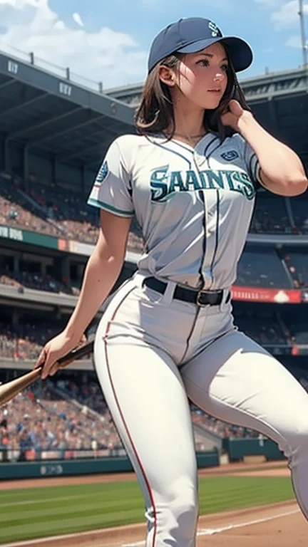 (Highest quality,8k,High resolution,Masseter muscle area:1.2),Very detailed,((Pitcher 1 before pitching.2)),Portraiture,Dynamic Angle,((Shiny skin 1.5)),Women's Softball Players,((Sweatだく1.5)),Wearing a baseball cap,cute,sporty,Attractive face,((Short sleeve baseball uniform,Shorts 1.3)),Beauty Face,Extremely realistic skin,Wet Skin,Sweat,Large Breasts,Tight waist,Beautiful legs ,((Thighs)),sporty,Baseball Stadium,Cinema Lighting,
