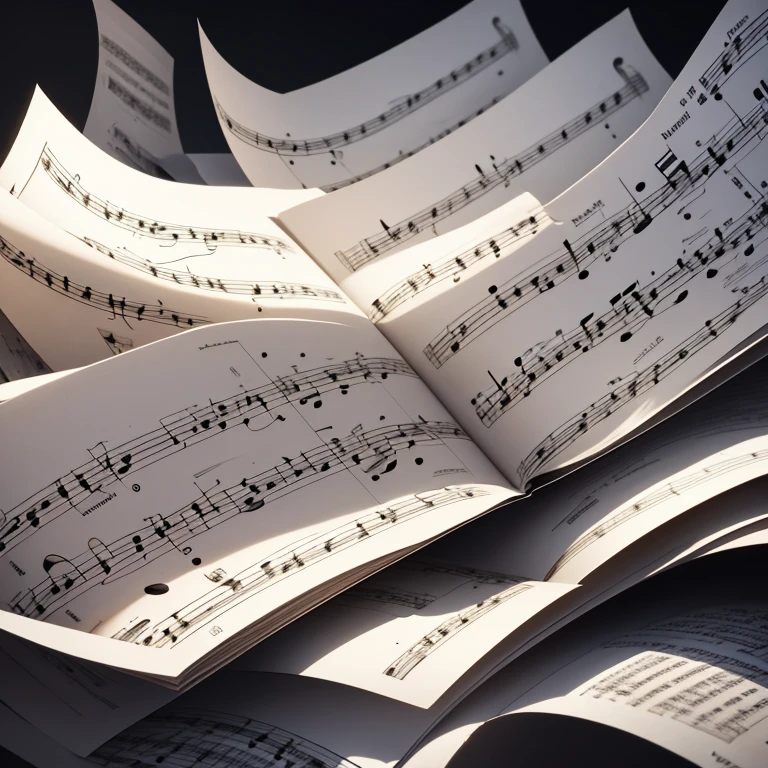 sheet music, paper, melody, tune, drifting, gradient, expansive, mystical, serene, sensation,