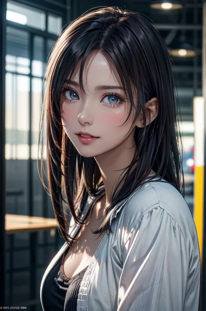 (best quality, masterpiece:1.2), ultra high resolution, 8K, (super realistic details:1.3), highly intricate detail, (photorealistic:1.3), RAW photo, octan render, realistic light, CGSociety Trends, 1 girl, silver white color hair, portrait, glowy skin, beautiful detailed eyes, radiant eyes, straight bob hair, detailed hair, beautiful breasts, 8K, ultrasharp, metals, cold color,