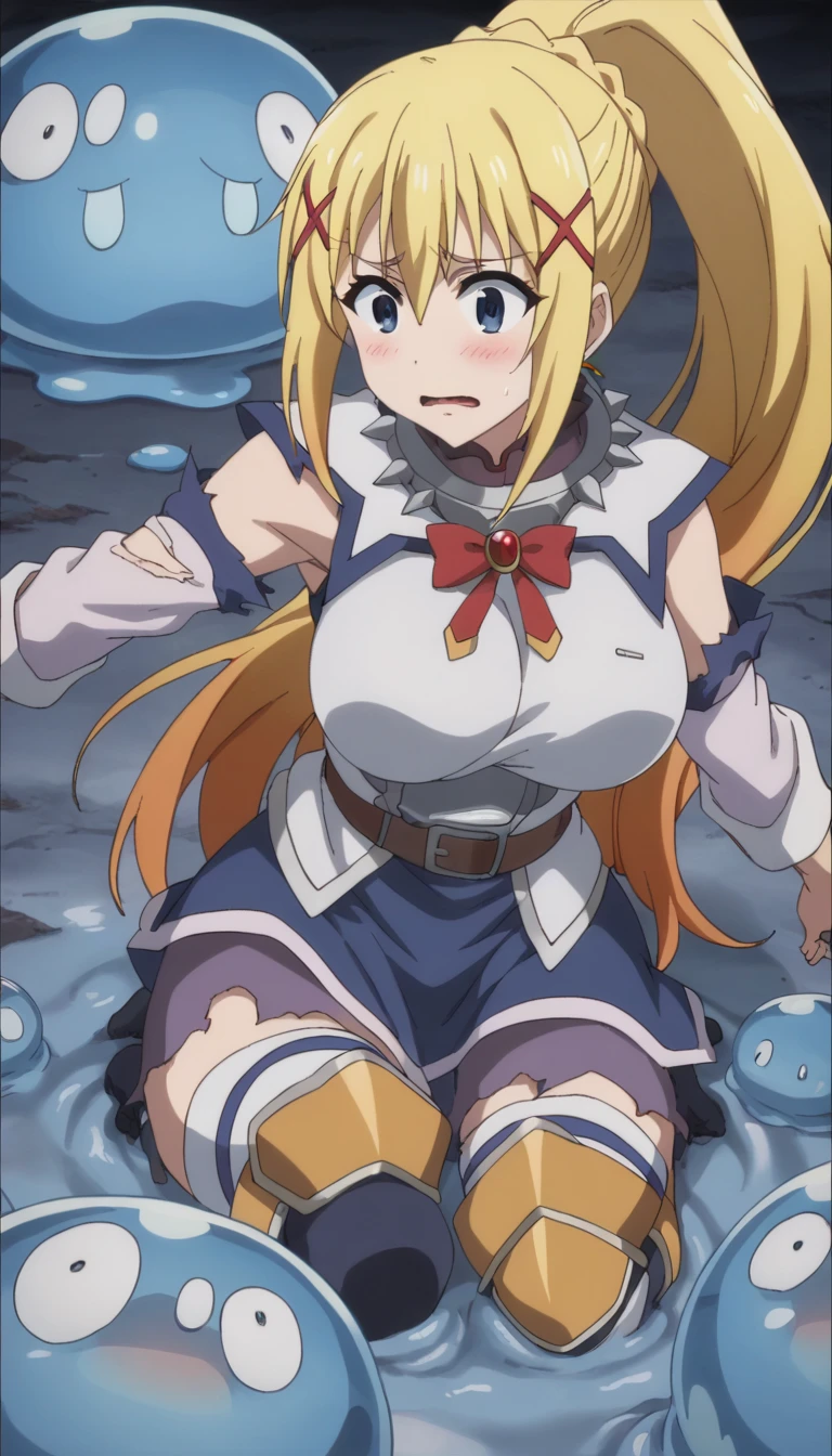 score_9, score_8_up, score_7_up, score_6_up, score_5_up, score_4_up, BREAK, source_anime, ytemari, 1girl, blonde hair, quad tails, white cloth blindfold over eyes fishnets, purple garment, sash, solo, simple background, anime screencap, anime coloring, cloth gagged, underwater background, shibari, hands behind back, eyes closed, show full body, underwater background, coral reef, face turning blue from oxygen depravation, looking above, tied up with tape and rope, ball and chain on one leg, legs bound, wrists bound, white cloth gag over mouth, subject off center to the left, legs and ankles tied up, , white cloth gag, angry and panic expression, gritting teeth, panicked and struggling
