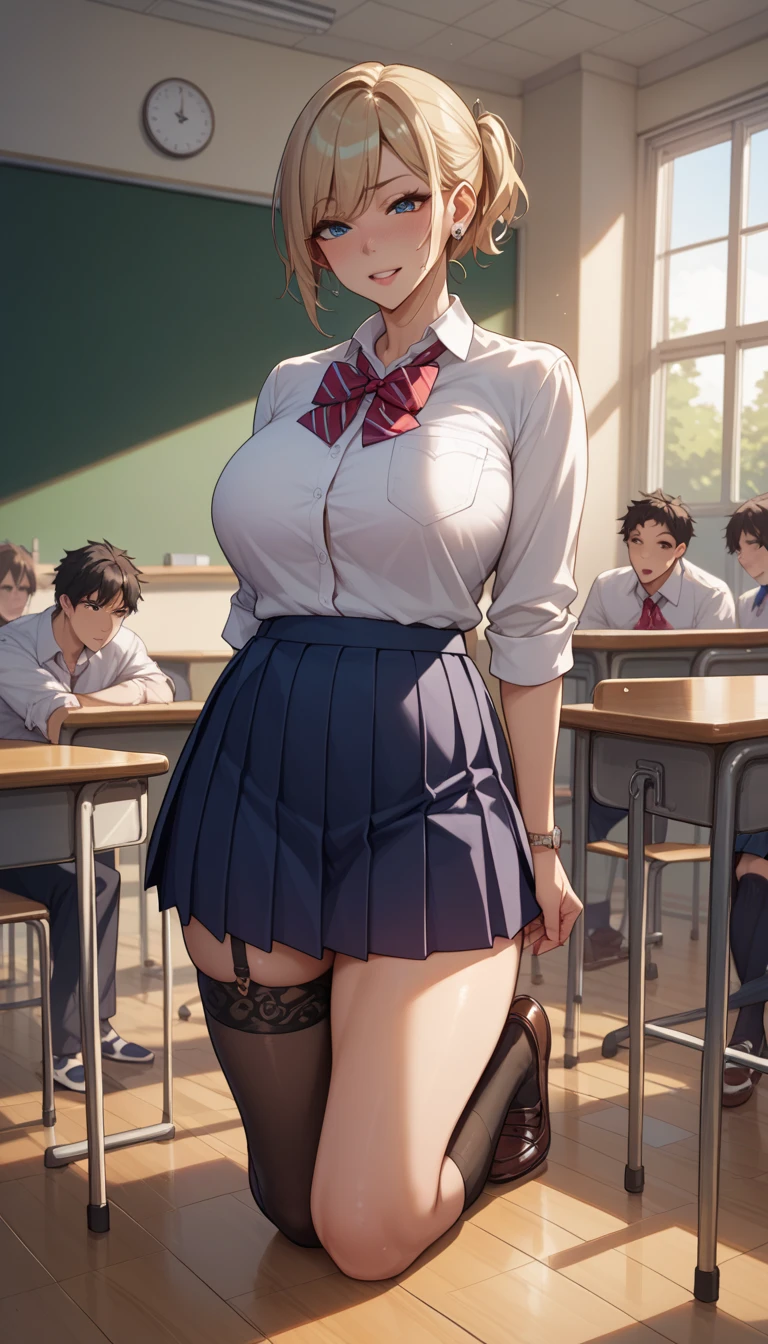 Young, white skin, feminine, cute, excessive detail, hd, 4k, detailed anatomy, anatomy model, embarrassed, detailed skin, detailed sex, Big boobs, round breasts, thin clothes, perfect body, full body, thin body, tall, school, classroom, biology class