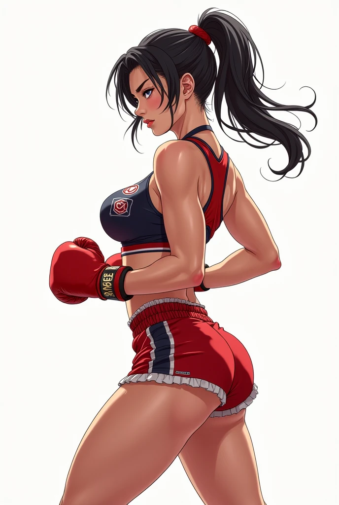 ff7r style, tifa lockhart, 1girl, sports bra, boxing gloves, toned