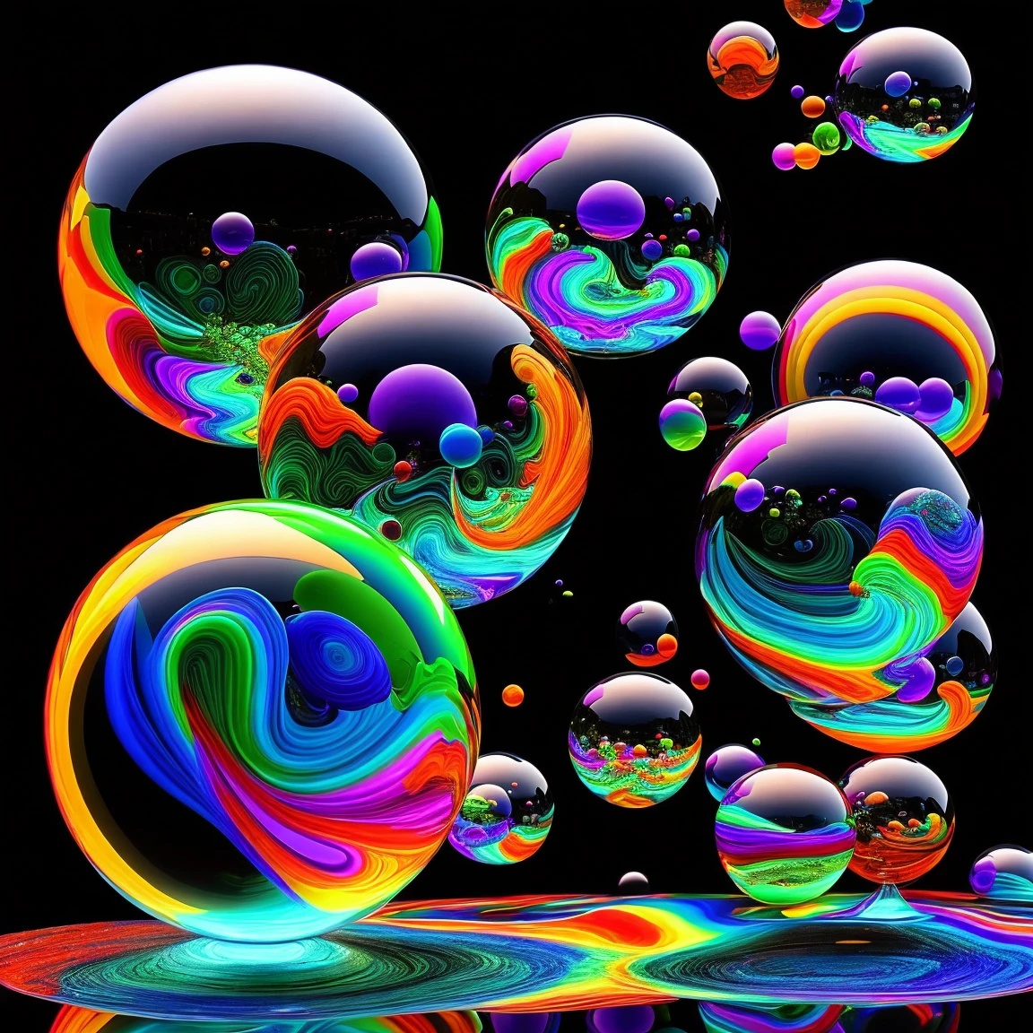 Incredible 3d images of melting glass orbs pouring colours from one orb to another in a psychedelic dream, shimmering glass morphing out of colors, tripped out detailed patterns in all colors, perfectly formed symmetrical spheres and glowing reflective bubbles, attention to detail on the bubbles and spheres, rainbows of color twisted in and out of translucent bubbles with a background is spilled paint and spirals of swirling colour, beautiful psychedelic digital art, pixel art, neon colors, 4d mandelbulb psychedelics, glass like psychedelic landscape, intricate rainbow environment, psychedelic underwater brightness, LSD,DMT, Psilocybin, Mescaline, trails of color and light, bright fluorescent colors, psychedelic trip, fluorescent psychedelic aesthetic, psychedelic vibrant colors, bright psychedelic neon colors, colorful paint drips out of the bubbles, 3d glass spheres melt into each other spilling out colours, visually disorienting, hallucination inducing, optical illusions a must, startling, stunning images, awe inspiringly, best quality wallpaper, Pixel Assets, Portrait photography, surrealism, Photorealistic, Hyperdetailed, Glass Morphism, Digital Art, Sparkle, Optical Illusion, Glowing Light, Reflection Light, Overexposure, God rays Backlighting, Depth Of Field, Rotational Symmetry, UHD, High Details, High Quality, Super Detailed, Best Quality, Award Winning, holographic, holographic earth Masterpiece