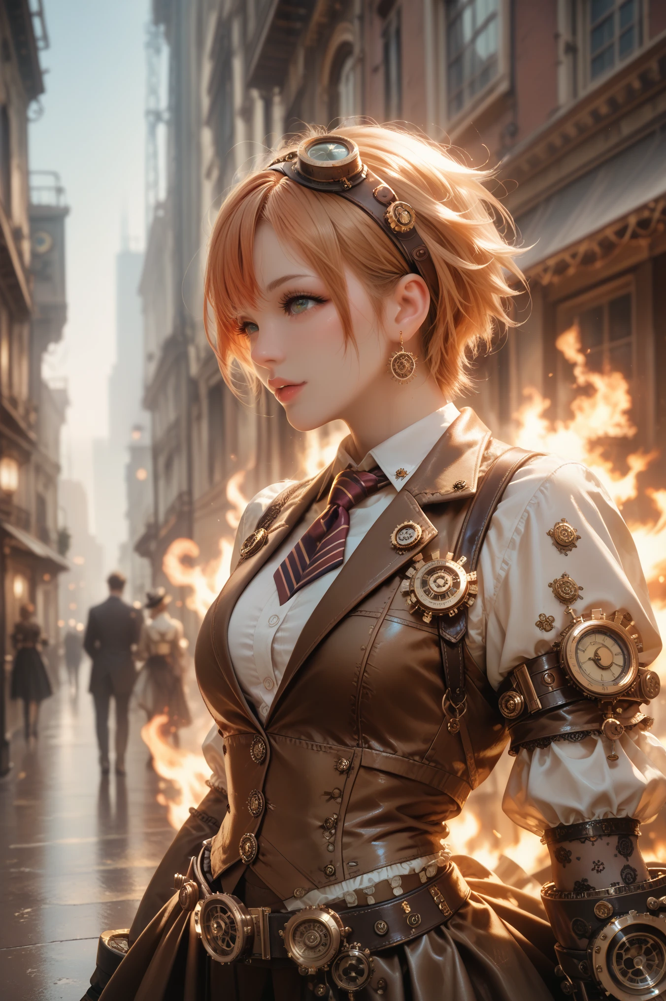 Steampunk City on Fire 