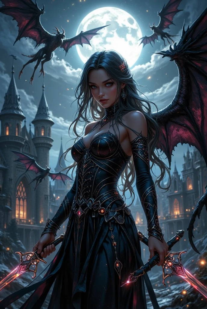 ((best quality)), ((masterpiece)), (detailed), realistic eyes, black hair, red leather outfit, almost naked, evil landscape, alluring succubus, ethereal beauty, perched on a dead tree, (fantasy illustration:1.3), enchanting gaze, captivating pose, solo girl, otherworldly charm, mystical sky, (anime), moonlit night, soft colors, (detailed cloudscape:1.3), (high-resolution:1.2) (dragon flying in the sky)  dress, legs dangling above lava, evil goddess, realistic, realism, sexy body, glowing torches, long leges, skinny sexy body, perfect exposed boobs,