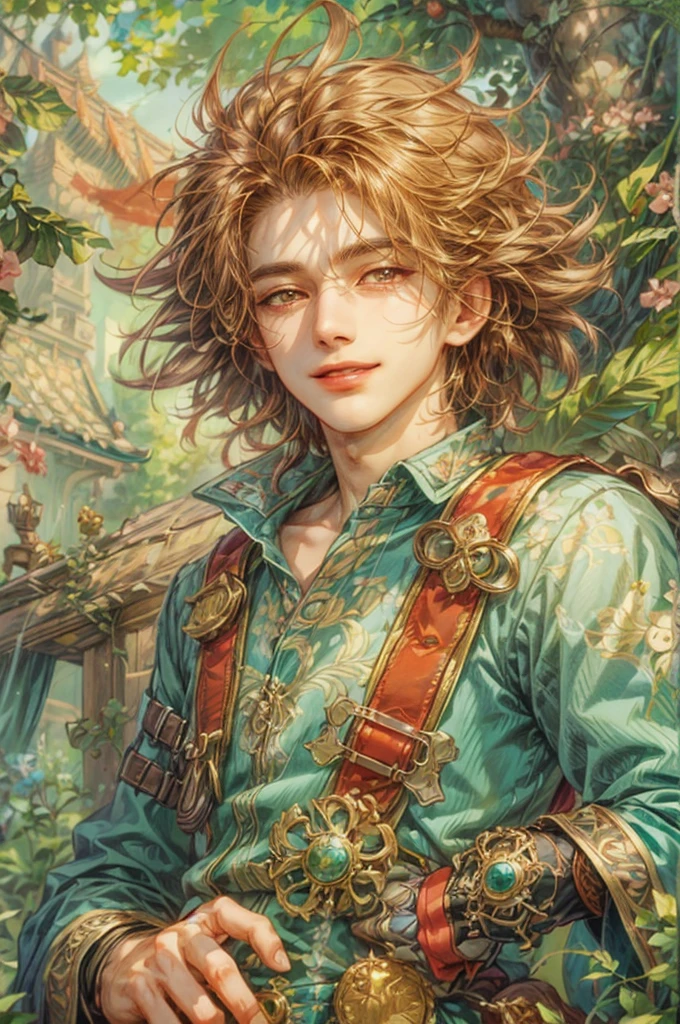 (absurdres, highres, ultra detailed, HDR), masterpiece, best quality, legend of mana character, boy hero, guy villain , detailed face, handsome face, anime eyes, inside home beside window, detailed character, detailed indoor, detailed home, art kenouji
