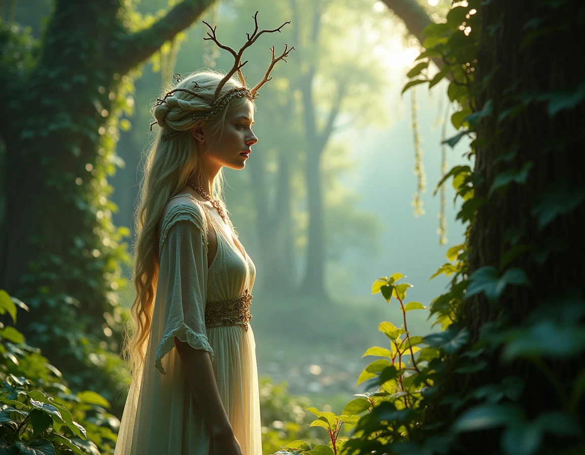 a woman with white hair and a deer head standing in a forest, elegant cinematic fantasy art, hyperdetailed fantasy character, 4k fantasy art, fantasy art behance, digital fantasy art ), detailed fantasy digital art, epic fantasy digital art style, detailed fantasy art, digital 2d fantasy art, white horns queen demon, 8k fantasy art, epic fantasy art style, high quality, (RAW photo, best quality), (realistic, photorealistic: 1.4), (extremely delicate and beautiful: 1.4), amazing, fine details, masterpiece, ultra detailed, high resolution, best illustration, best shadow, intricate, ( extremely intricate: 1.2), (exquisitely detailed skin), cinematic light, perfect anatomy, (cool color: 1.4), sharp focus, 8k UHD, DSLR, (Fujifilm XT3),Epic Fantasy Art Style HD, 4K fantasy art, epic fantasy digital art style, epic fantasy art style, Fantasy Woman, epic fantasy art portrait, Epic fantasy style, hyperrealistic fantasy art, hd fantasy art, Epic fantasy character art, epic fantasy art, in style of dark fantasy art, epic fantasy digital art