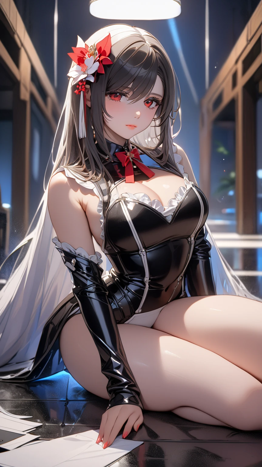 8K, High resolution, Ultra-detailed, (masterpiece:1.4), highest quality ,  Sakamata Chloe,(((hetero))),Asymmetrical Hair , Silver Hair ,  (Long Straight Hair),double-parted bangs , Grey Hair ,   In her room , Long Hair ,  large breasts, Striped Hair ,kneeling,open mouth, Fellatio ,Paizuri, breasts blowjob,Blowjob, Penis on Face,1boy, veiny penis , evil smile,nude,naked,nsfw,