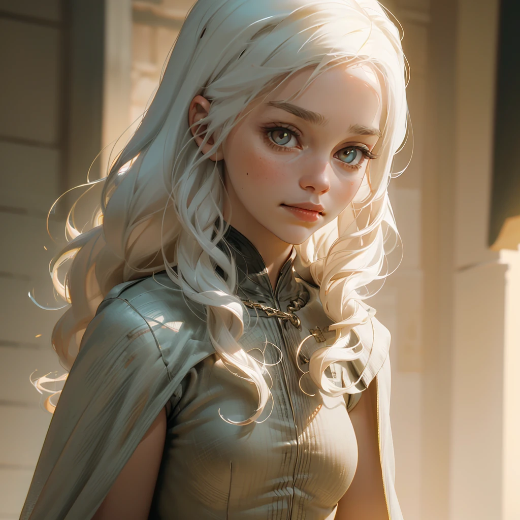 ((ultra detailed, masterpiece, absurdres))
 GOTDaenerys, 1girl, white hair, long hair, portrait, gold eyes, smirk, confident, Looking at viewer, 