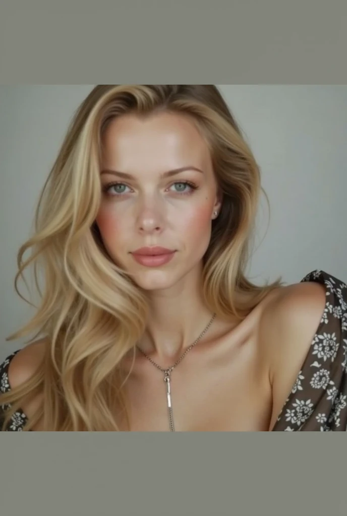 realistic 4k photo of blonde polish girl named Iga, dark roots, full lips, green eyes, natural makeup, professional photo session, photo studio, beutiful silver jewlery