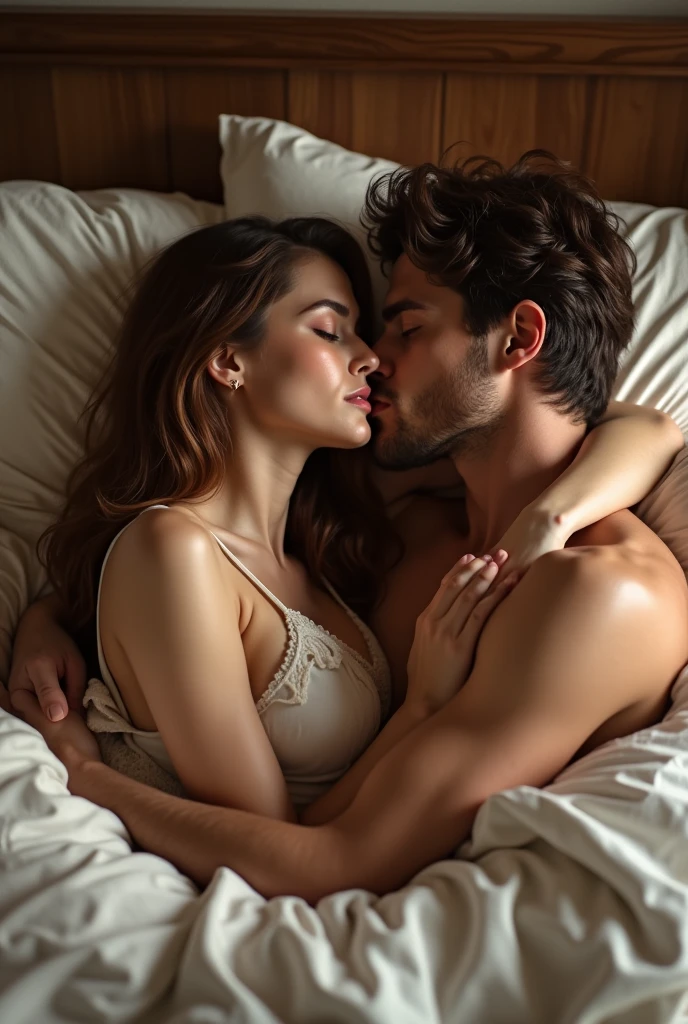 One swxy nood girl lay on bed and a boy fuck her