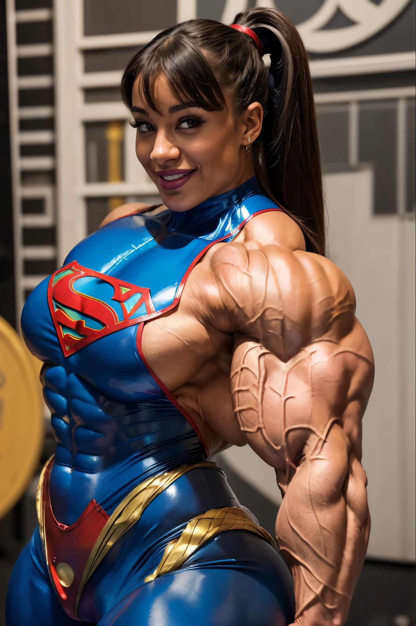 (naked:1.25), (Muscular:1.9), ((wide shoulders:1.5)), (asian female:1.5), (dominatrix with huge strapon penis:1.5), long black hair, (wearing glasses:1.1), earings, eyeshadow, lipstick, mole under eye, (freckles:0.9), (ten pack abs:1.5), upper body view, ((large muscular veiny breasts:1.5)), choker, (sculped muscles:1.9), detailed eyes, (athletic body:1.2), (muscular body:1.9), (looking at viewer), (smile:1.5), round ass, dark bedroom, nighttime, rim lighting, two tone lighting, dimly lit, clean skin, low key (DETAILED SKIN), licking lips, naughty face, naughty, bokeh, bokeh