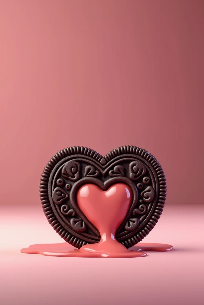 An OREO with its classic , But with the filling in the shape of a heart that melts with love