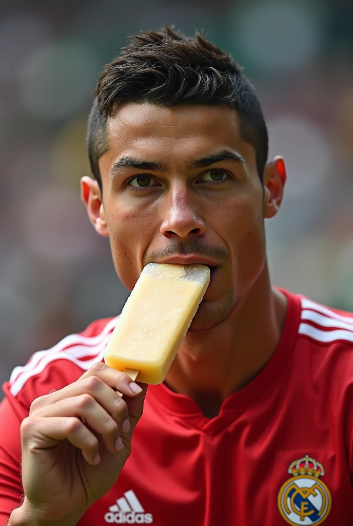 Cristiano Ronaldo with shirt , Without beard , te dije que Without beard!!, I told you not to put a beard or facial hair on him !!!and with a mushroom in his hand!!!